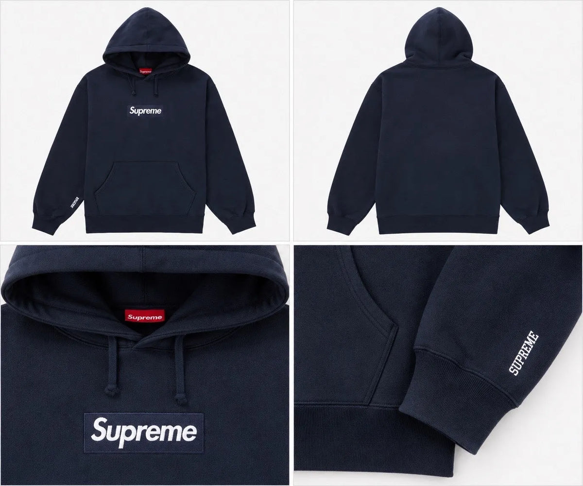 Suprême box logo hoodie navy blue