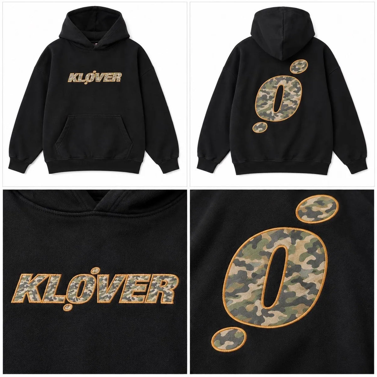 Kløver Camo Logo Hoodie – Black