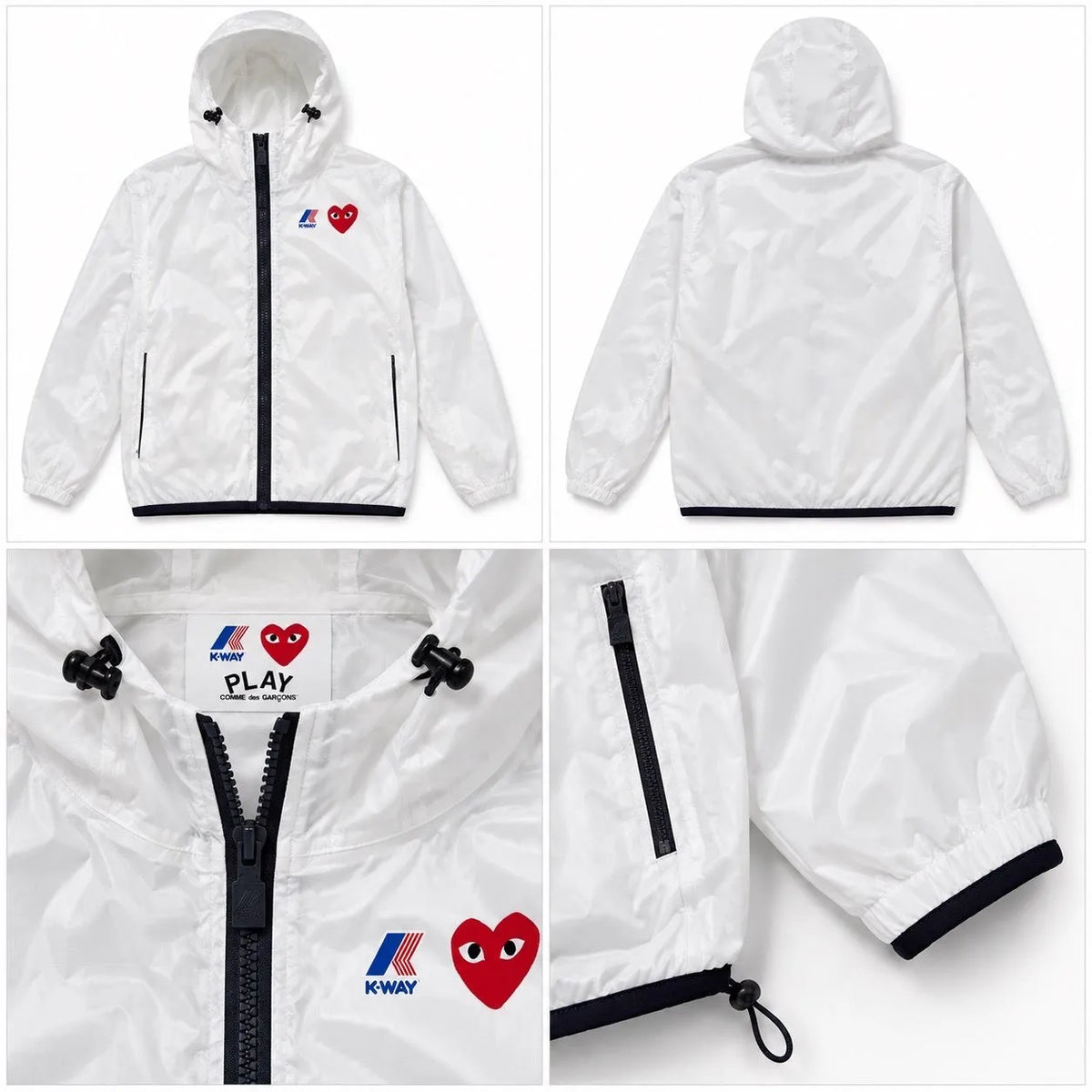 Comme des Garçons PLAY x K-Way Rain Jacket – White
