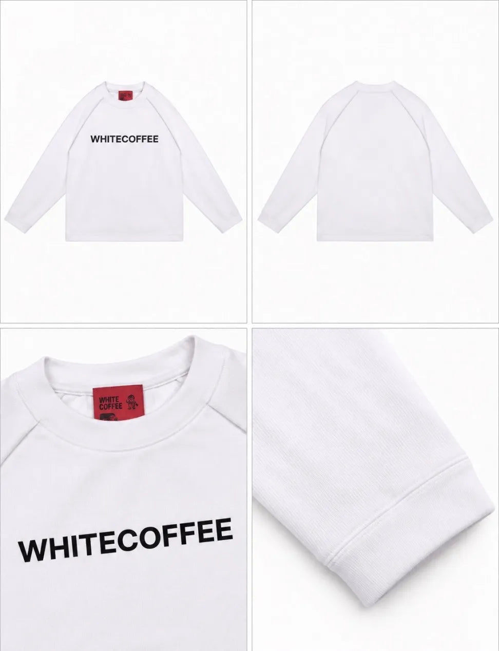 WHITE COFFEE Logo Raglan Long Sleeve – White