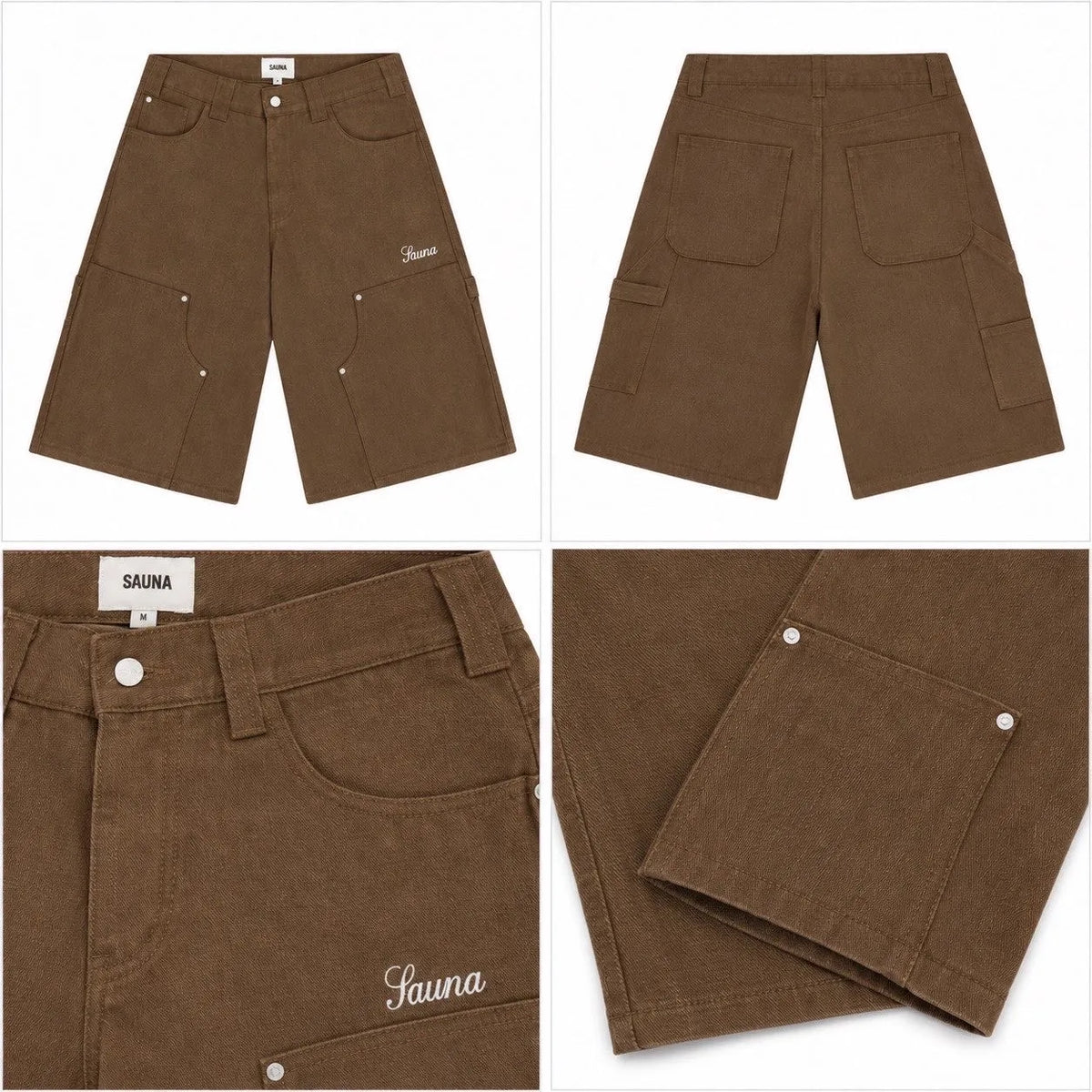 Sauna selvedge denim shorts (Brown)