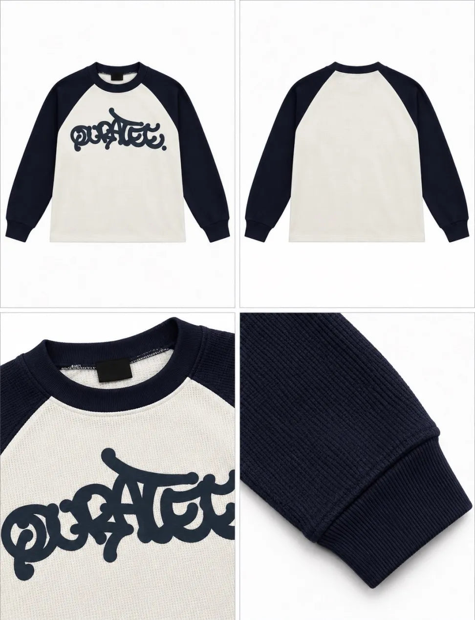 QURATEE Logo Raglan Long Sleeve – Black / Cream