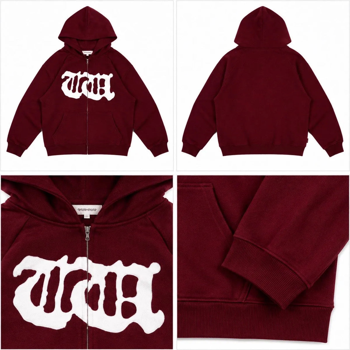 White coffee hoodie bordeux red