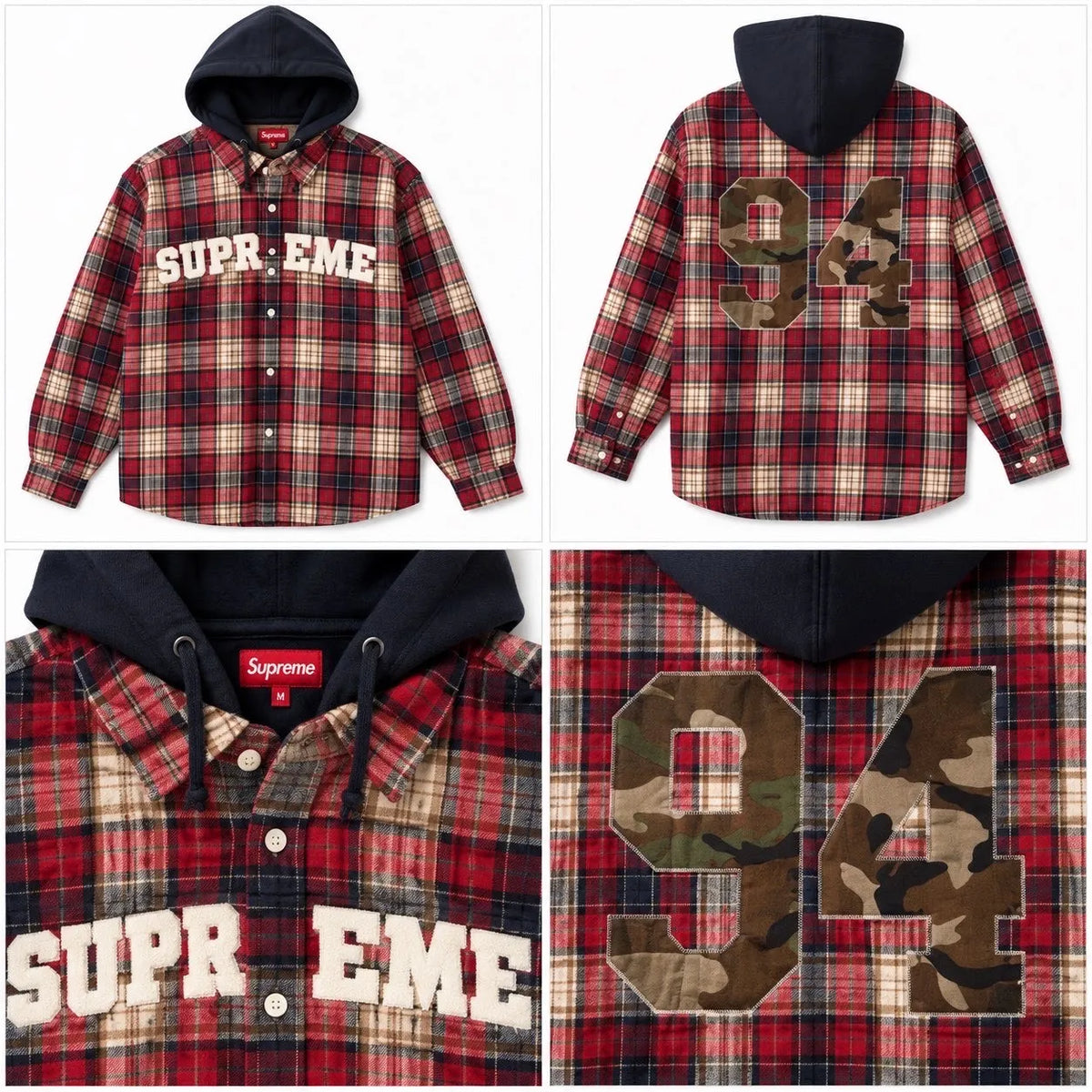 Supreme Hooded Flannel Shirt – Red Plaid