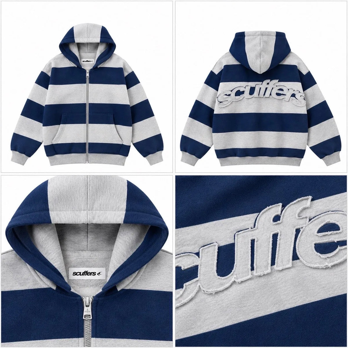 Scuffers Striped Zip Knit – Blue/White
