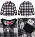 Supreme Plaid Henley Long Sleeve – Black/White