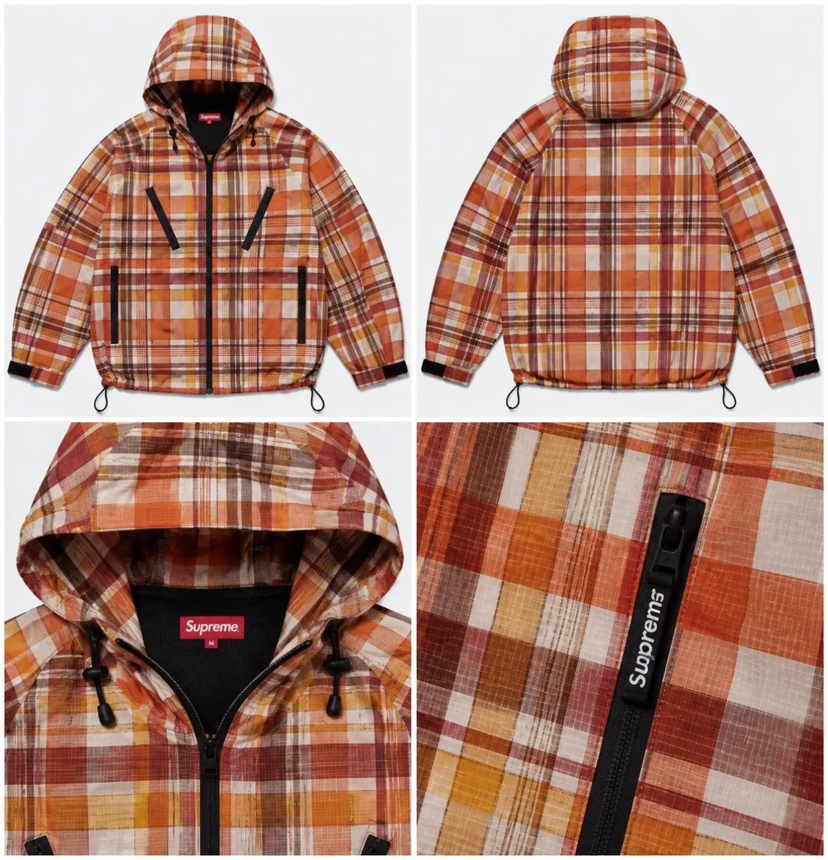Supreme Plaid Windbreaker – Orange