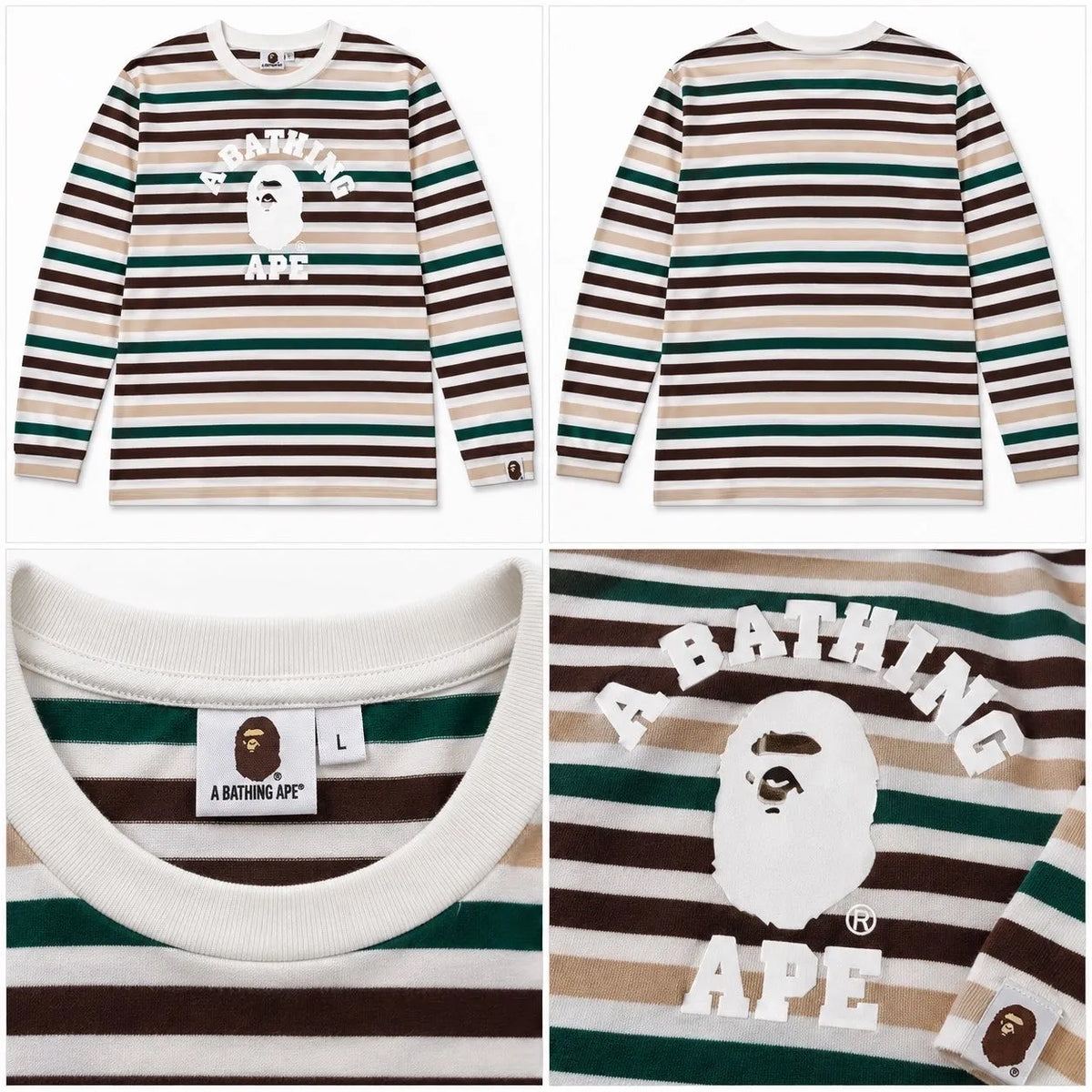 BAPE Striped Long Sleeve – Brown/Green