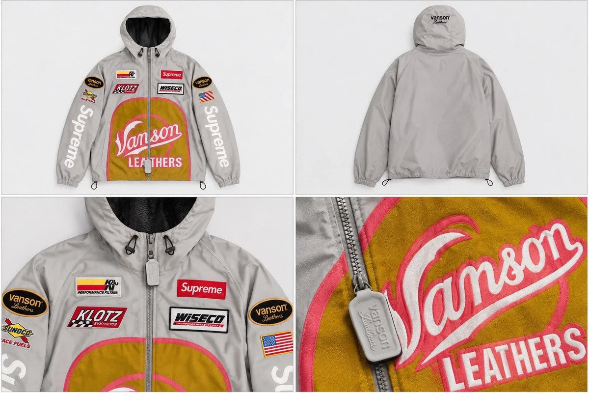 Supreme Vanson Leather Jacket Grey